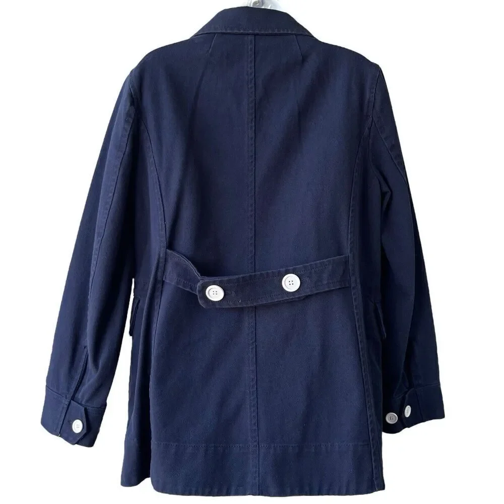 J.Crew Peacoat Women’s 10 Navy Double Breasted Heavyweight Cotton Twill Jacket